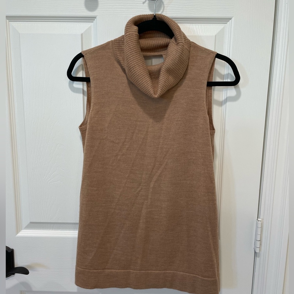 BCBG Max Azria 100% Merino Wool Open-Back Turtle Neck Top